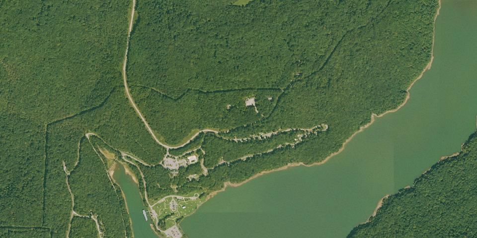 Real aerial photograph at Lake Fort Smith State Park