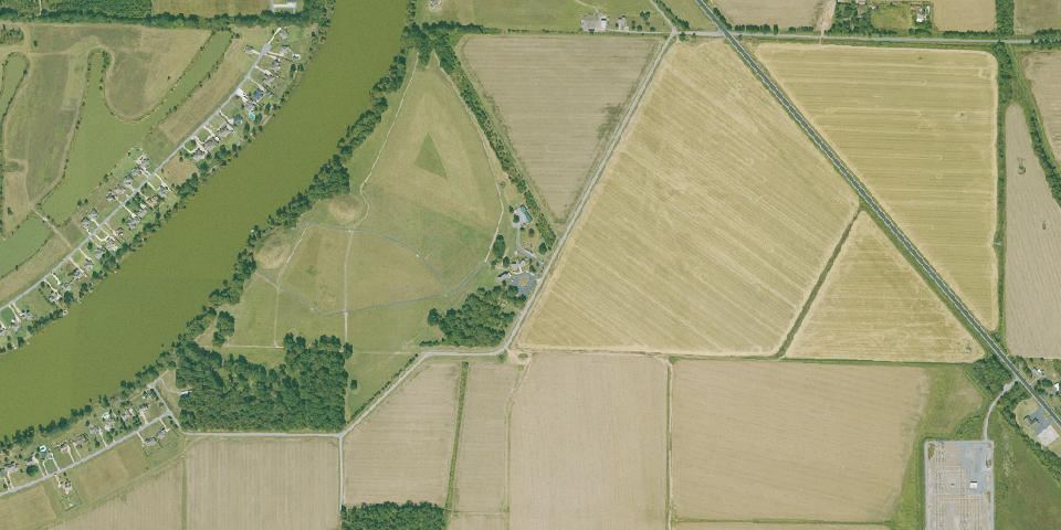 Real aerial photograph at Plum Bayou Mounds Archeological State Park