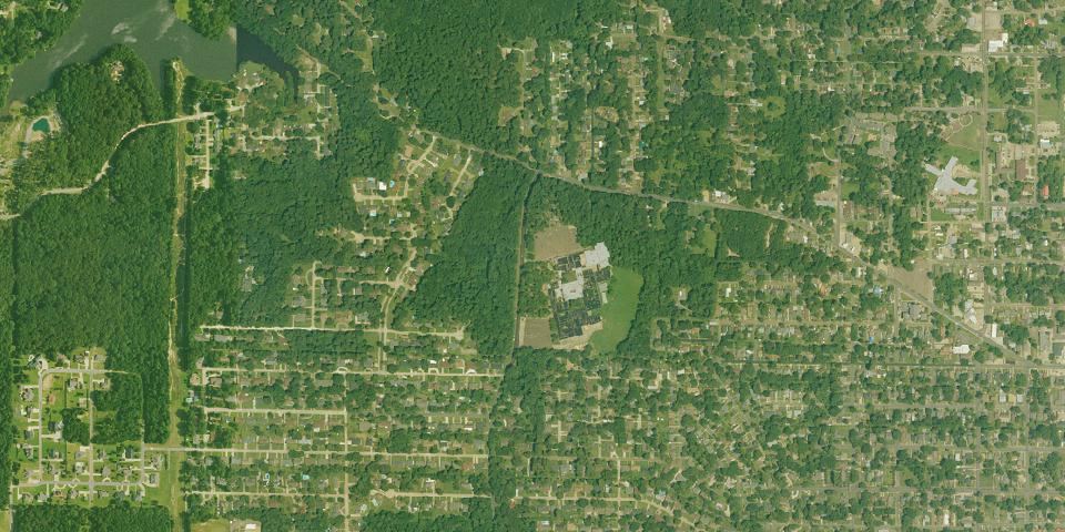 Real aerial photograph at South Arkansas Arboretum