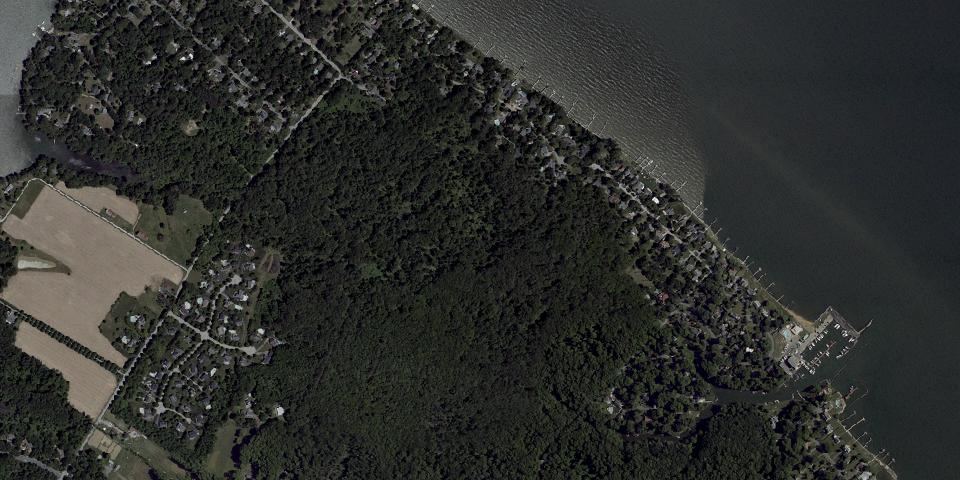 Real aerial photograph at Sandy Point State Park