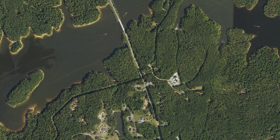 Real aerial photograph at Falls Lake State Recreation Area