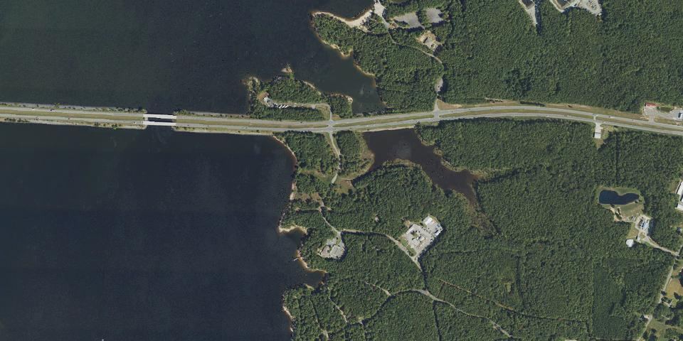 Real aerial photograph at Jordan Lake State Recreation Area