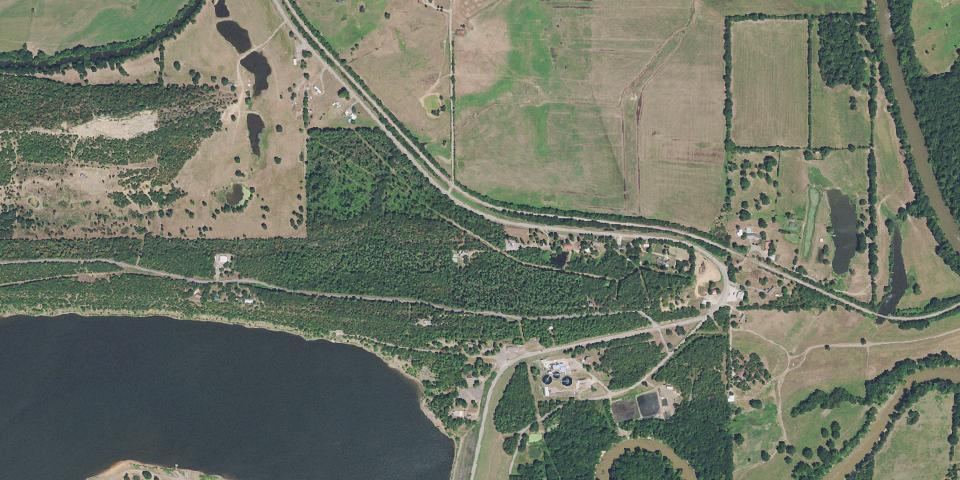 Real aerial photograph at Lake Wister State Park