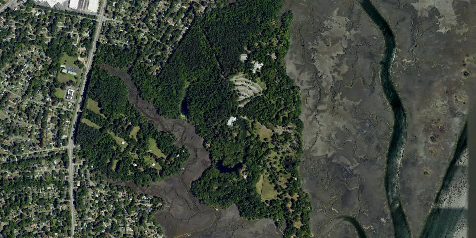 Real aerial photograph at Charles Towne Landing State Historic Site