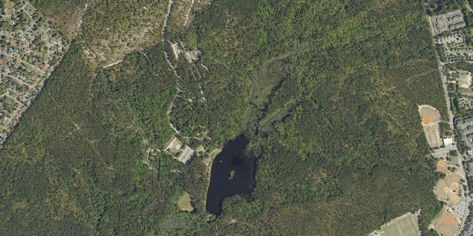 Real aerial photograph at Sesquicentennial State Park