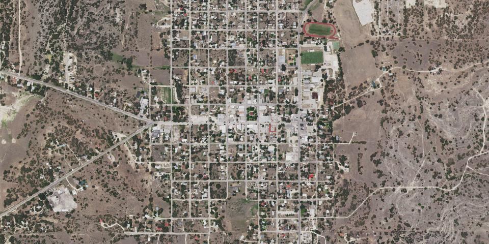 Real aerial photograph at Devil's Sinkhole State Natural Area (Rocksprings Visitor Center)