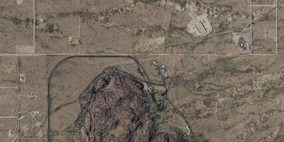 Real aerial photograph at Hueco Tanks State Park & Historic Site