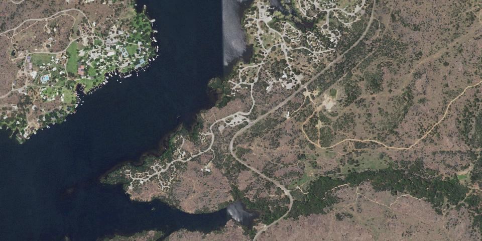 Real aerial photograph at Inks Lake State Park