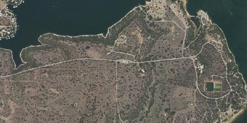 Real aerial photograph at Lake Brownwood State Park