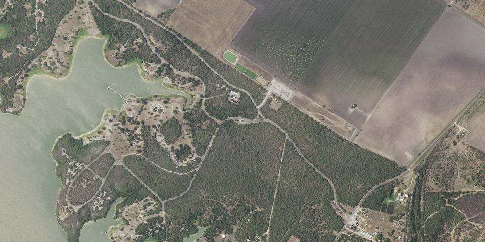 Real aerial photograph at Lake Corpus Christi State Park