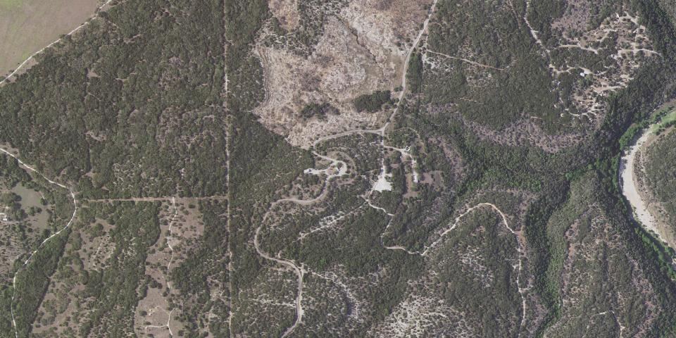 Real aerial photograph at Pedernales Falls State Park