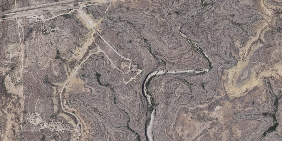 Real aerial photograph at Seminole Canyon State Park & Historic Site