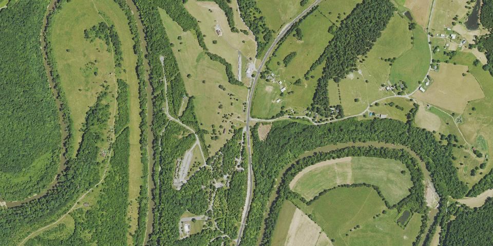 Real aerial photograph at Blue Licks Battlefield State Resort Park