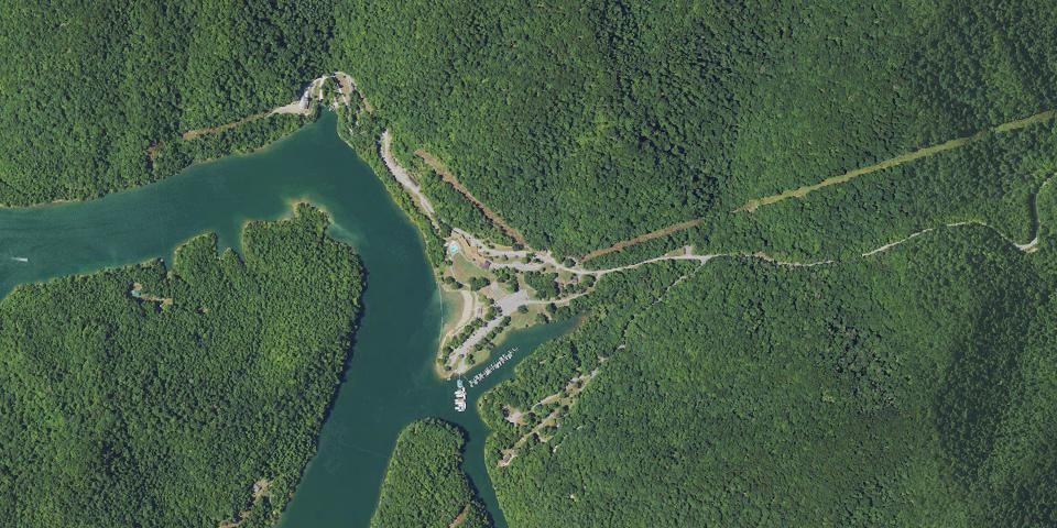 Real aerial photograph at Buckhorn Lake State Resort Park
