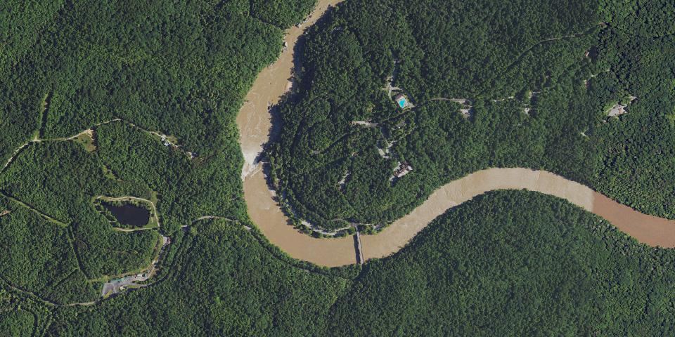 Real aerial photograph at Cumberland Falls State Resort Park