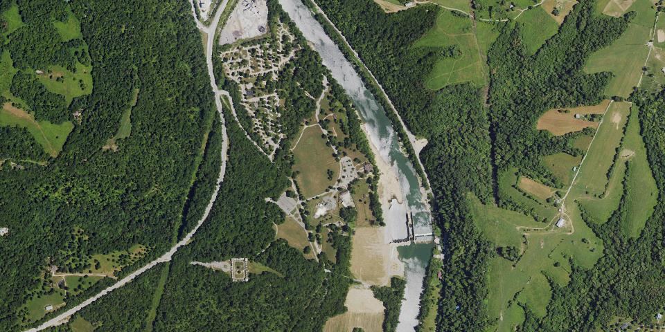 Real aerial photograph at Fort Boonesborough State Park