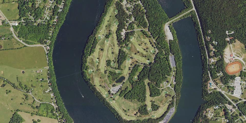 Real aerial photograph at General Burnside Island State Park
