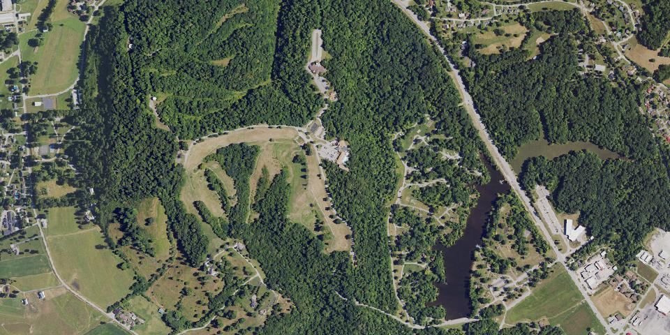 Real aerial photograph at General Butler State Resort Park