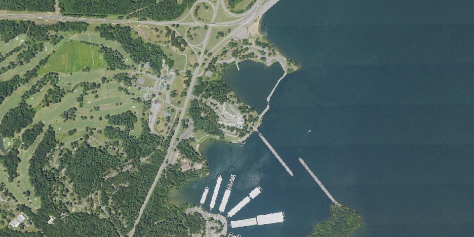 Real aerial photograph at Kentucky Dam Village State Resort Park