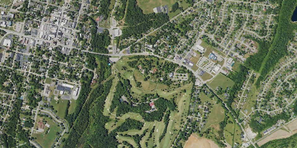 Real aerial photograph at My Old Kentucky Home State Park