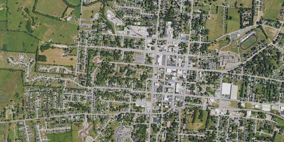 Real aerial photograph at Old Fort Harrod State Park