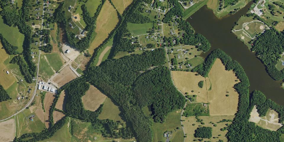 Real aerial photograph at Old Mulkey Meetinghouse State Historic Site