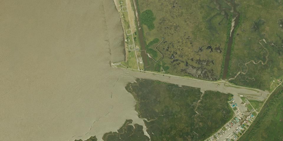 Real aerial photograph at Cypremort Point State Park