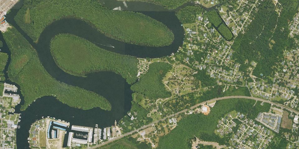 Real aerial photograph at Fairview-Riverside State Park
