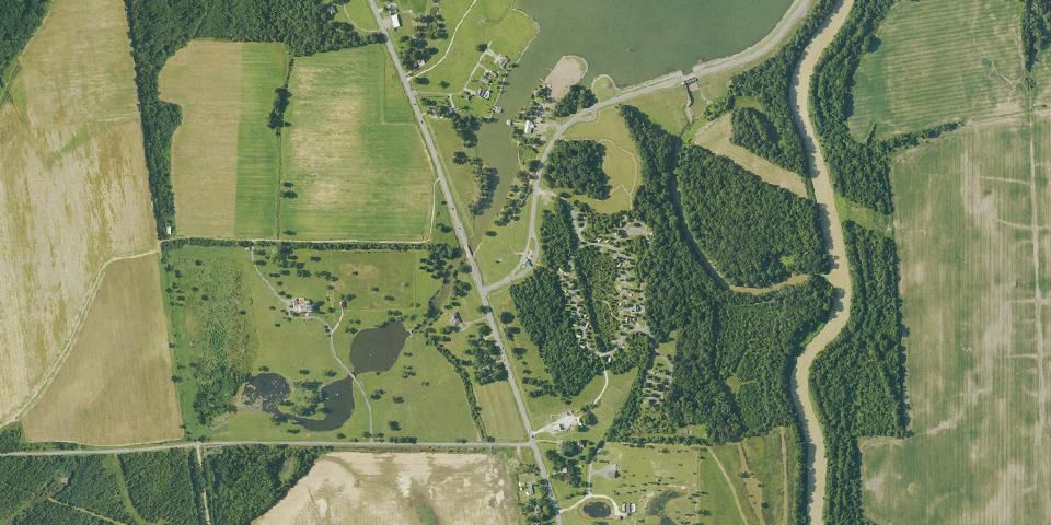 Real aerial photograph at Poverty Point Reservoir State Park