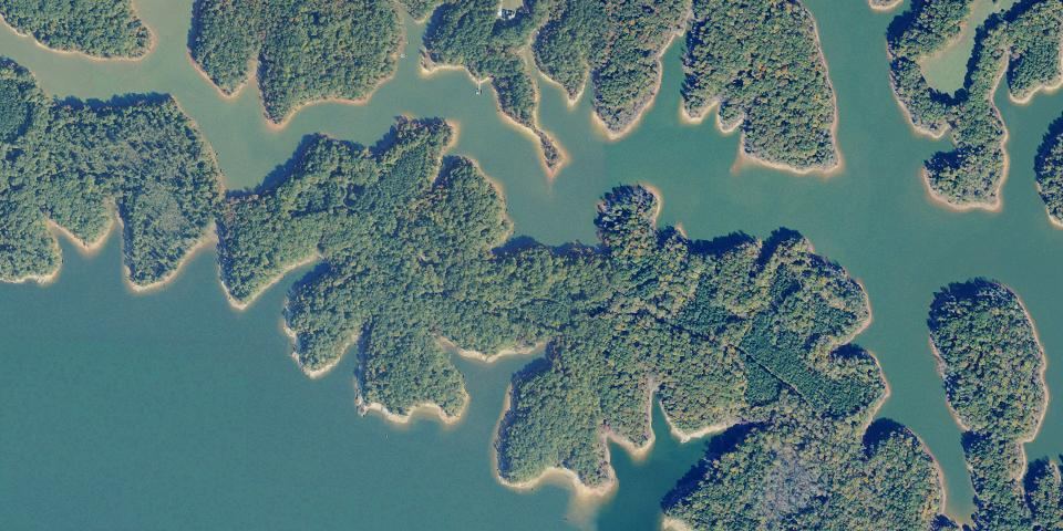 Real aerial photograph at Occoneechee State Park