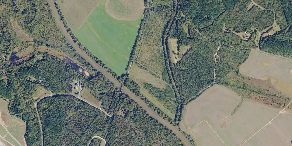 Real aerial photograph at Staunton River Battlefield State Park