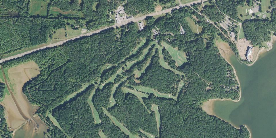 Real aerial photograph at Paris Landing State Park