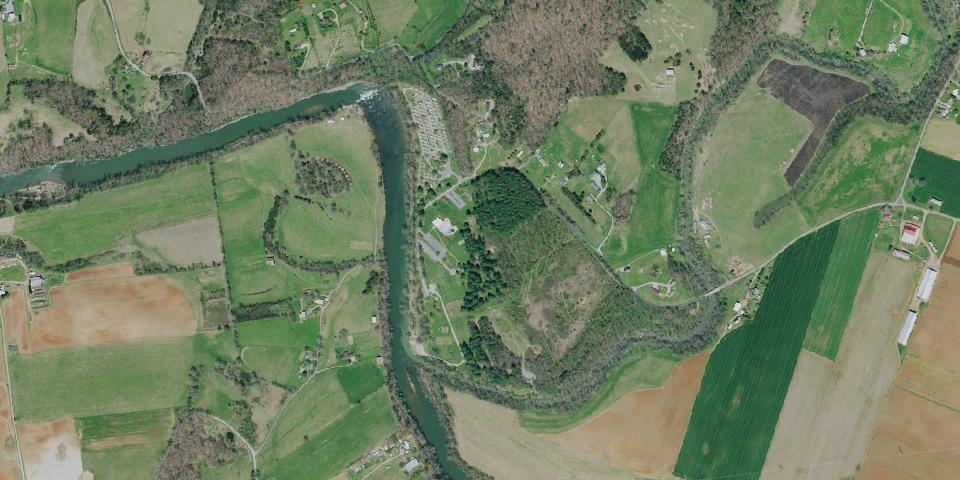 Real aerial photograph at David Crockett Birthplace State Park