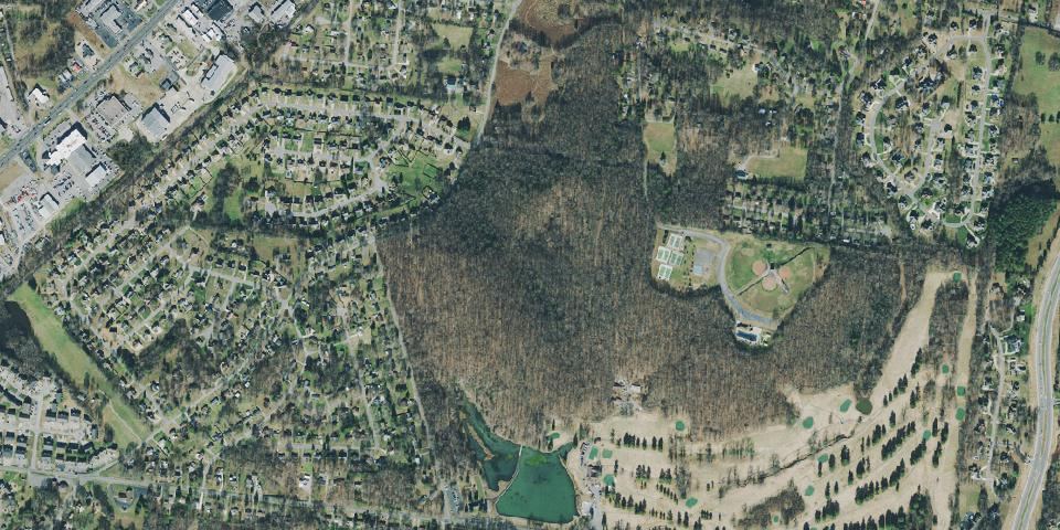 Real aerial photograph at Dunbar Cave State Park