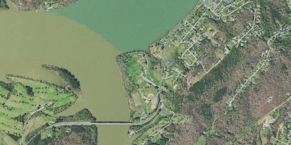 Real aerial photograph at Fort Southwest Point State Historic Park