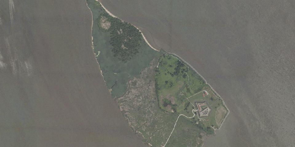Real aerial photograph at Fort Delaware State Park