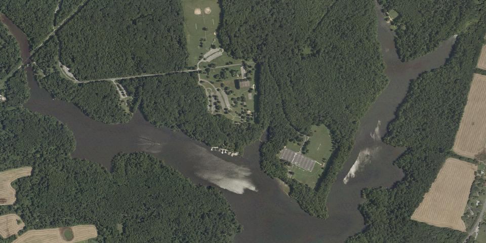 Real aerial photograph at Lums Pond State Park