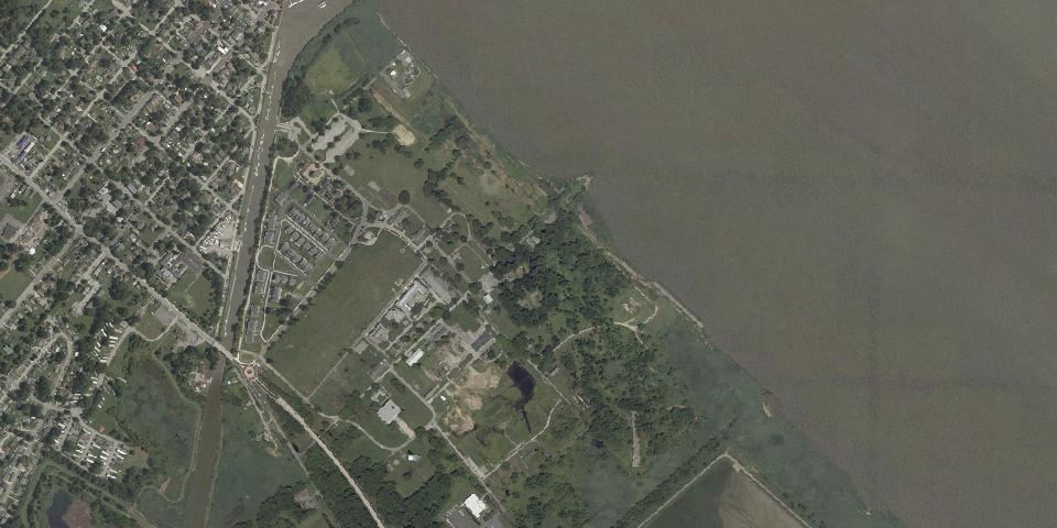 Real aerial photograph at Fort DuPont State Park