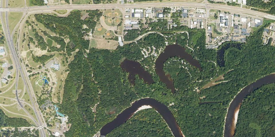 Real aerial photograph at LeFleur’s Bluff State Park